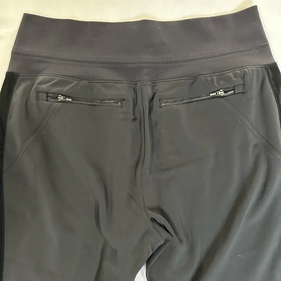 Athleta women’s large Black Velvet Stripe Joggers - Picture 6 of 6